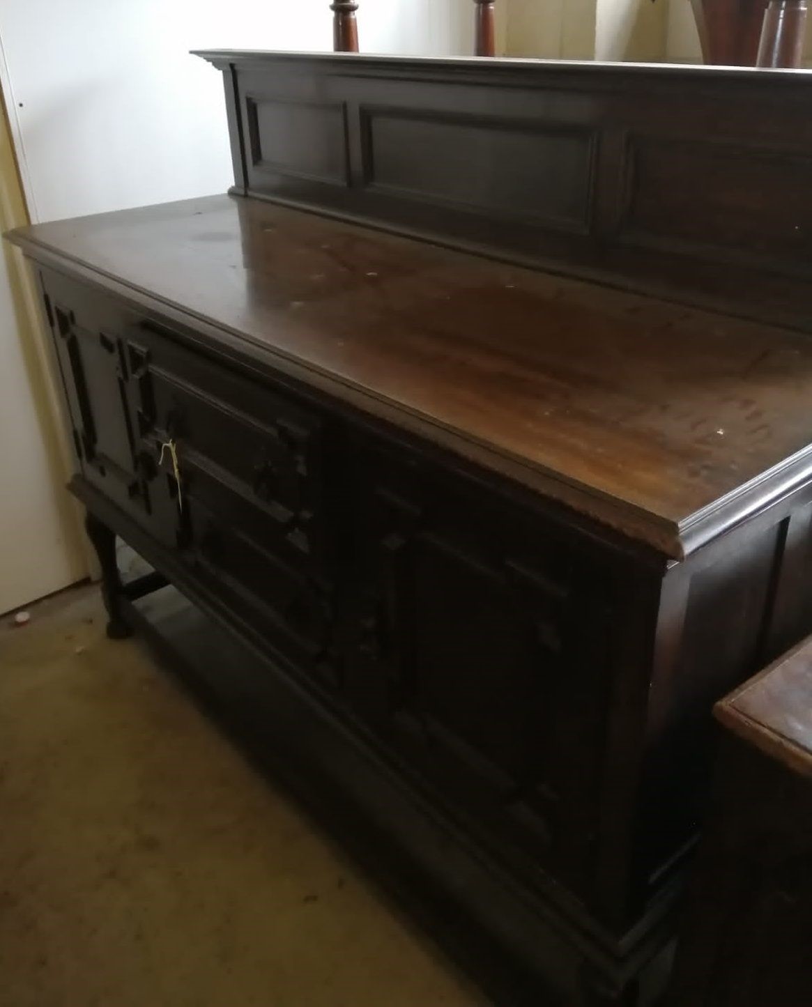 A 1920 Jacobean revival oak sideboard, length 150cm, depth 52cm, height 96cm